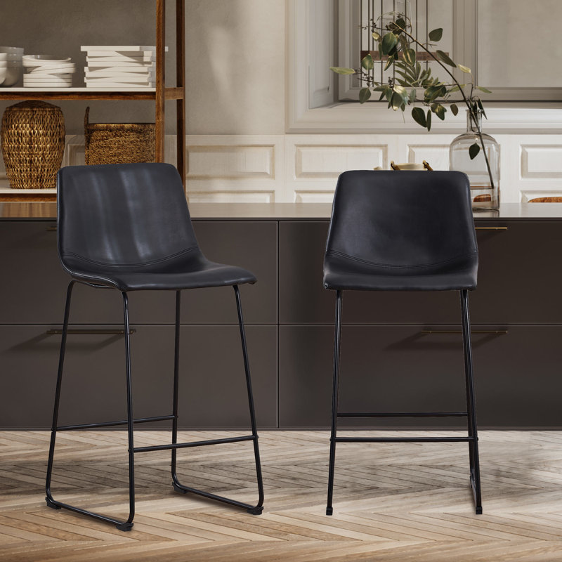 Scher Dining Chairs Counter Stool Bar Stools Set of 2 Trent Austin Design Upholstery Black Seat Height Counter Stool 26 Seat Height